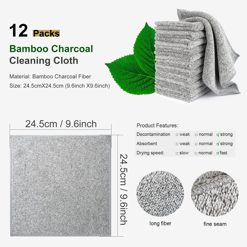 FGSAEOR Kitchen Dish Towels, Dish Cloths for Washing Dishes Dish Rags (12 Pack) - Image 3